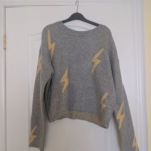 Nobo Gray Sweater with Gold Lightning Bolts